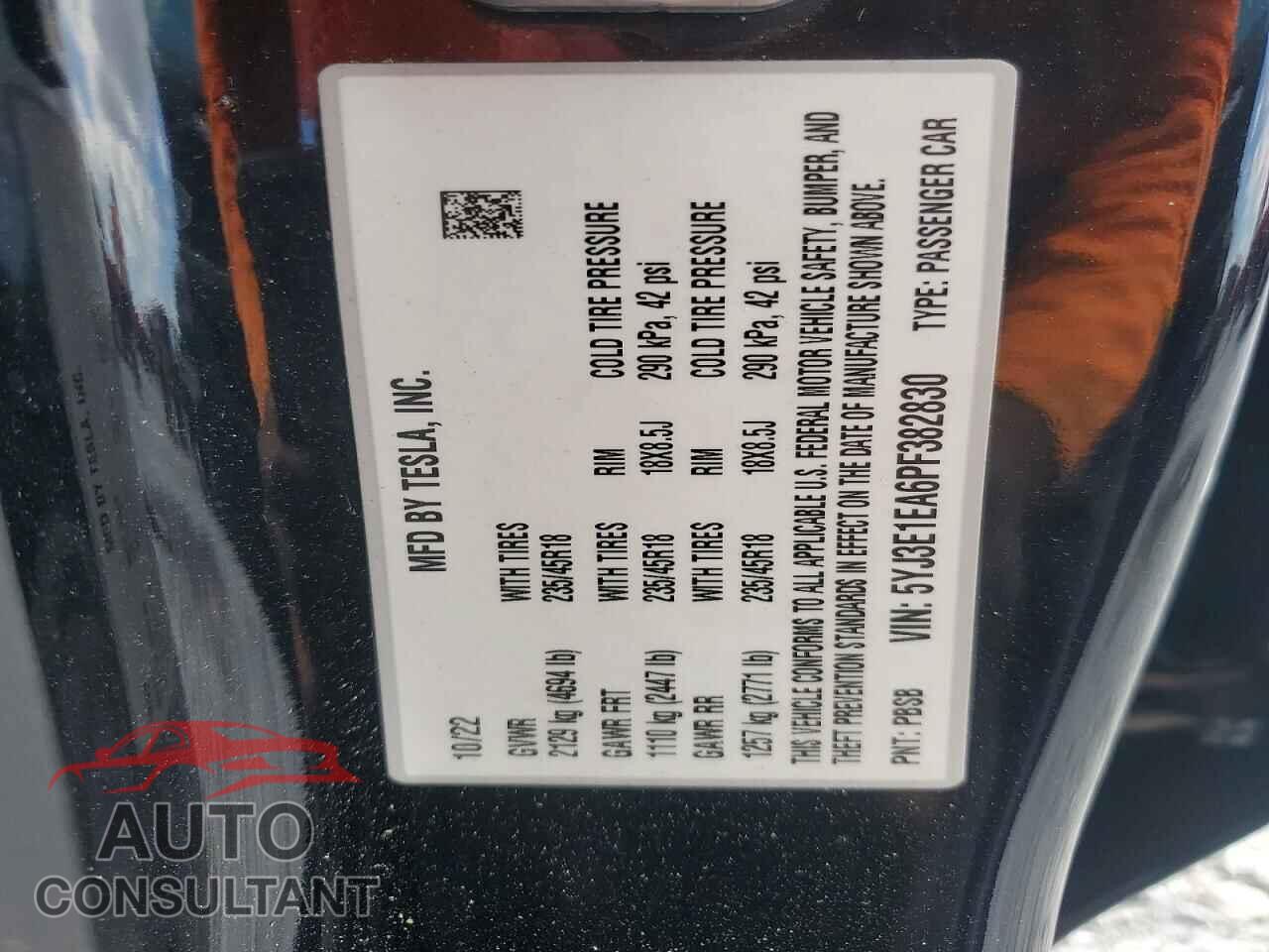 TESLA MODEL 3 2023 - 5YJ3E1EA6PF382830