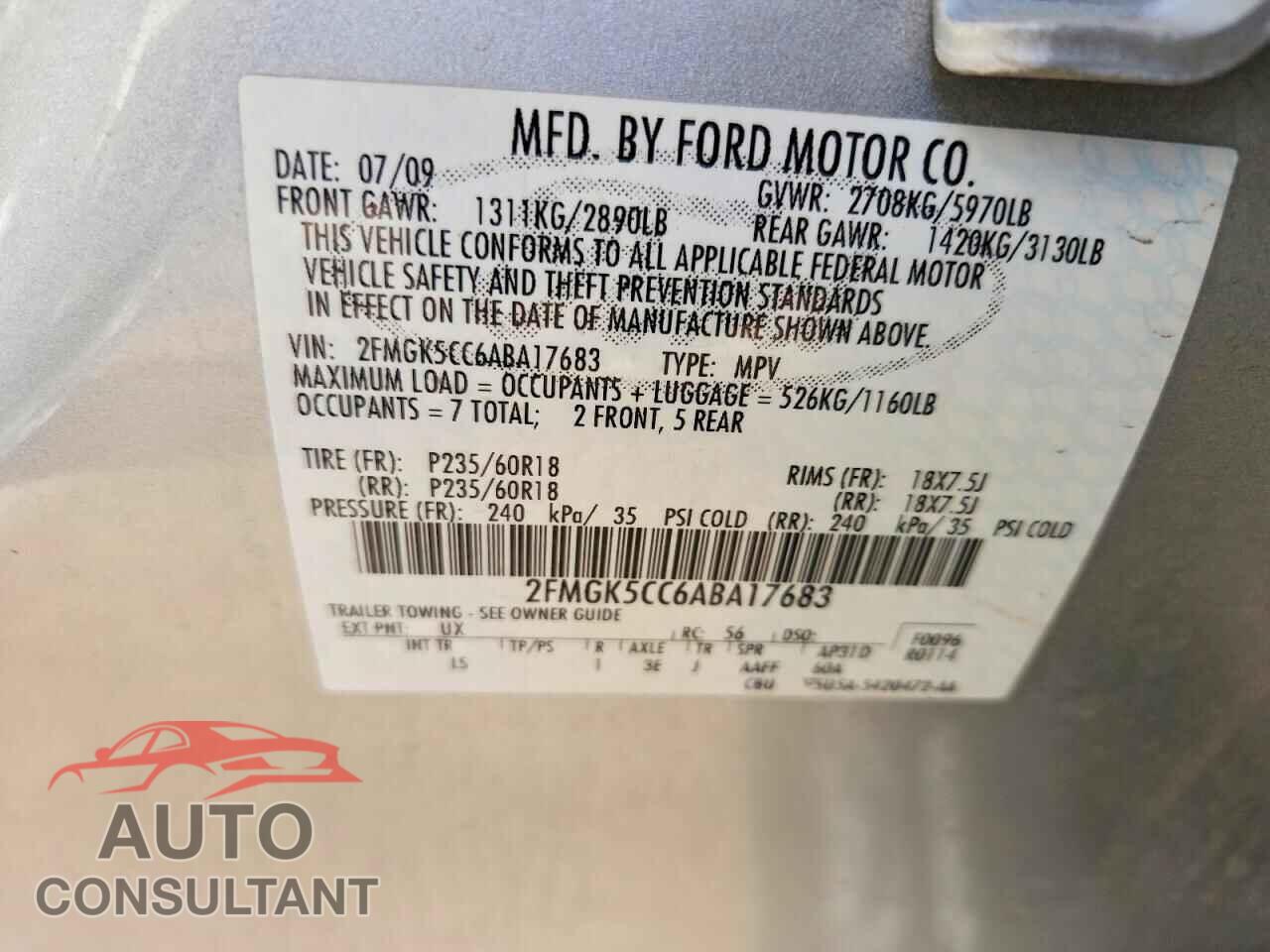 FORD FLEX 2010 - 2FMGK5CC6ABA17683