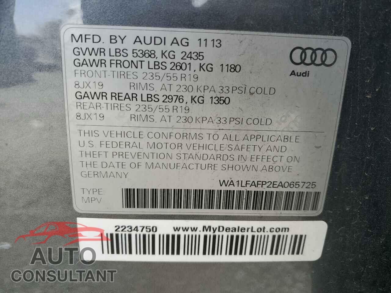 AUDI Q5 2014 - WA1LFAFP2EA065725