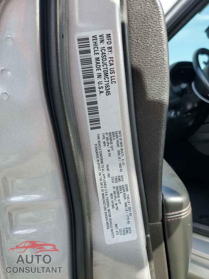 DODGE DURANGO 2021 - 1C4SDJCT0MC716345