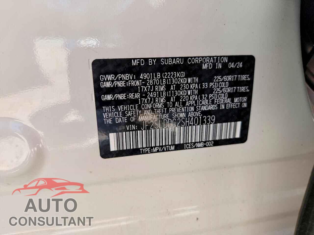 SUBARU FORESTER 2025 - JF2SLDDC2SH401339