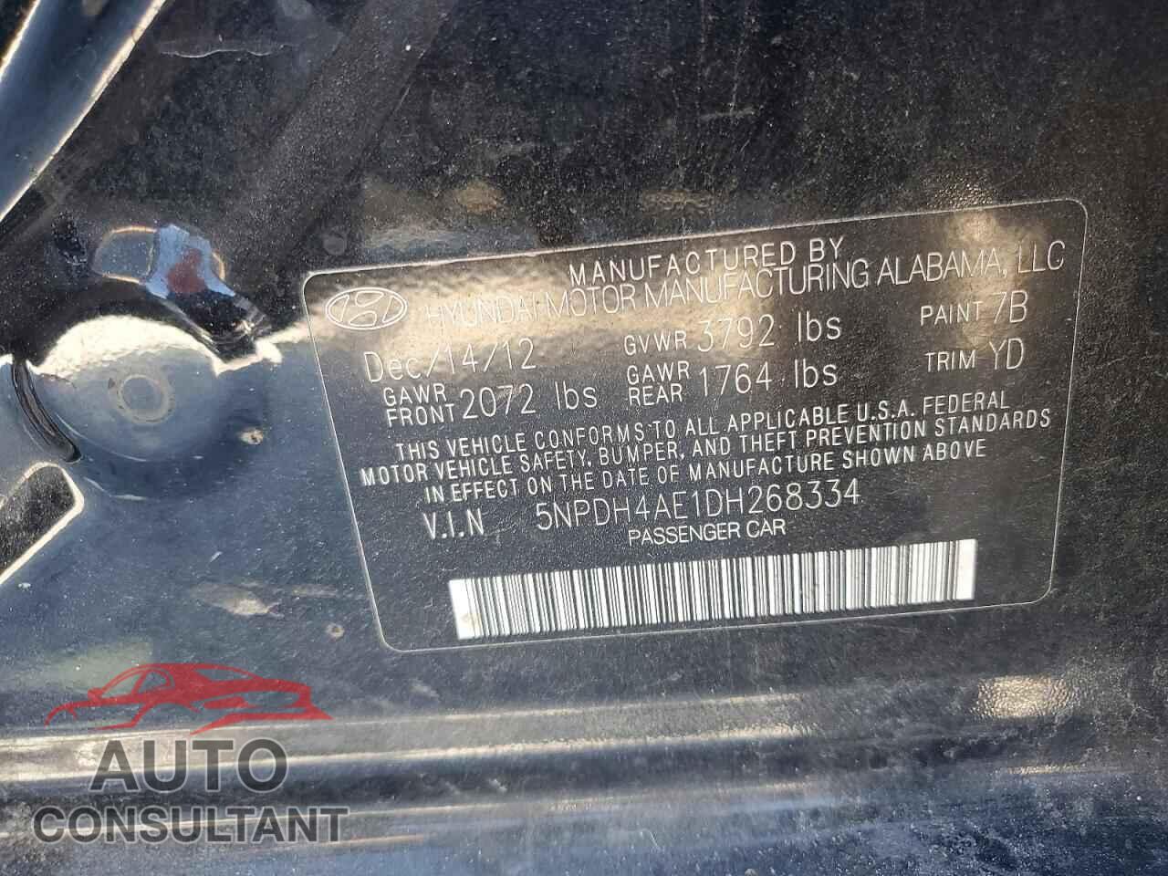 HYUNDAI ELANTRA 2013 - 5NPDH4AE1DH268334