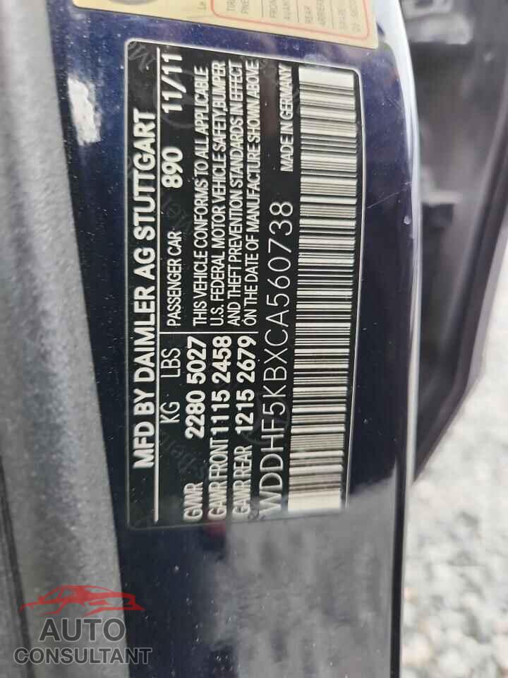 MERCEDES-BENZ E-CLASS 2012 - WDDHF5KBXCA560738