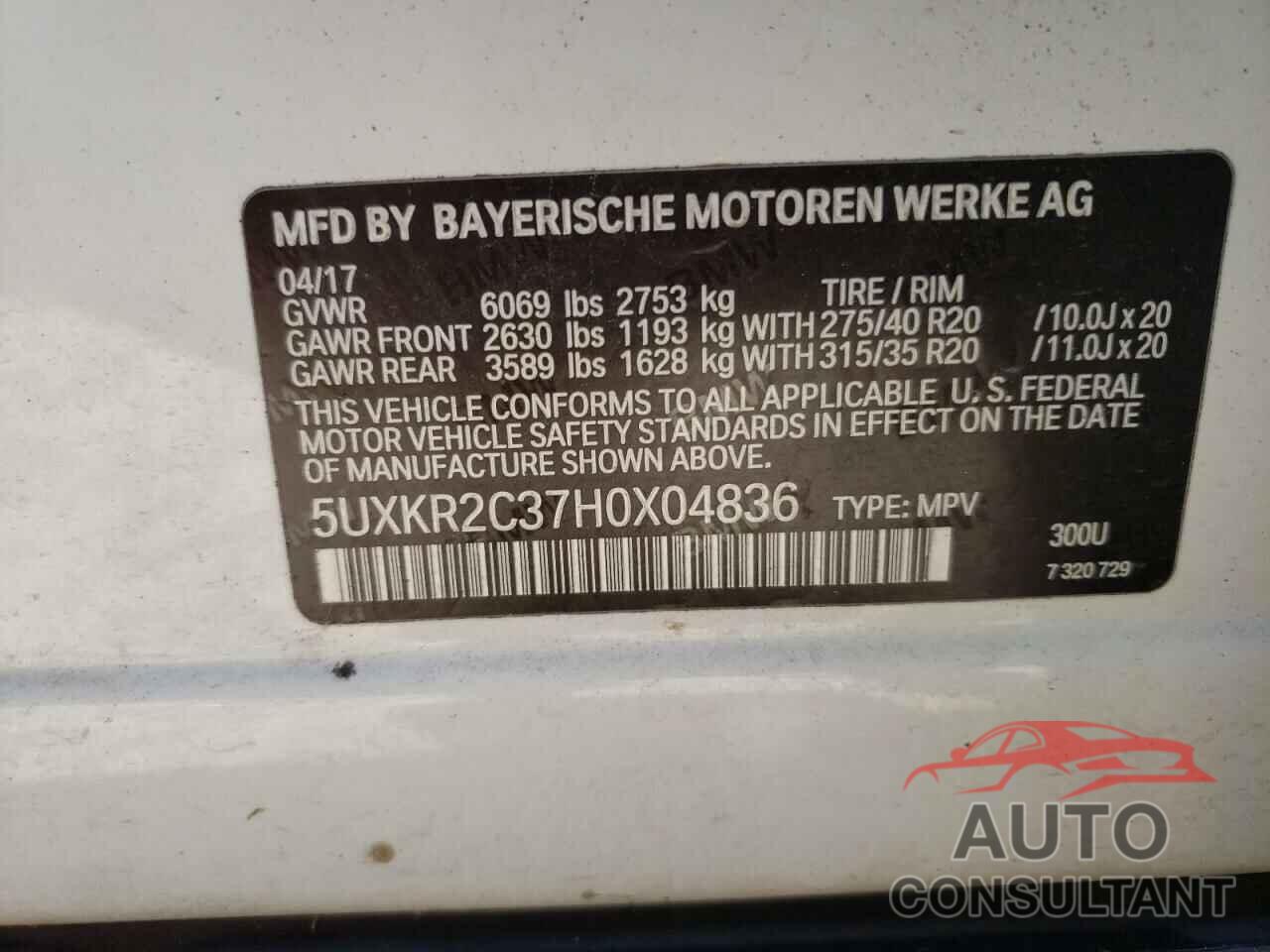 BMW X5 2017 - 5UXKR2C37H0X04836