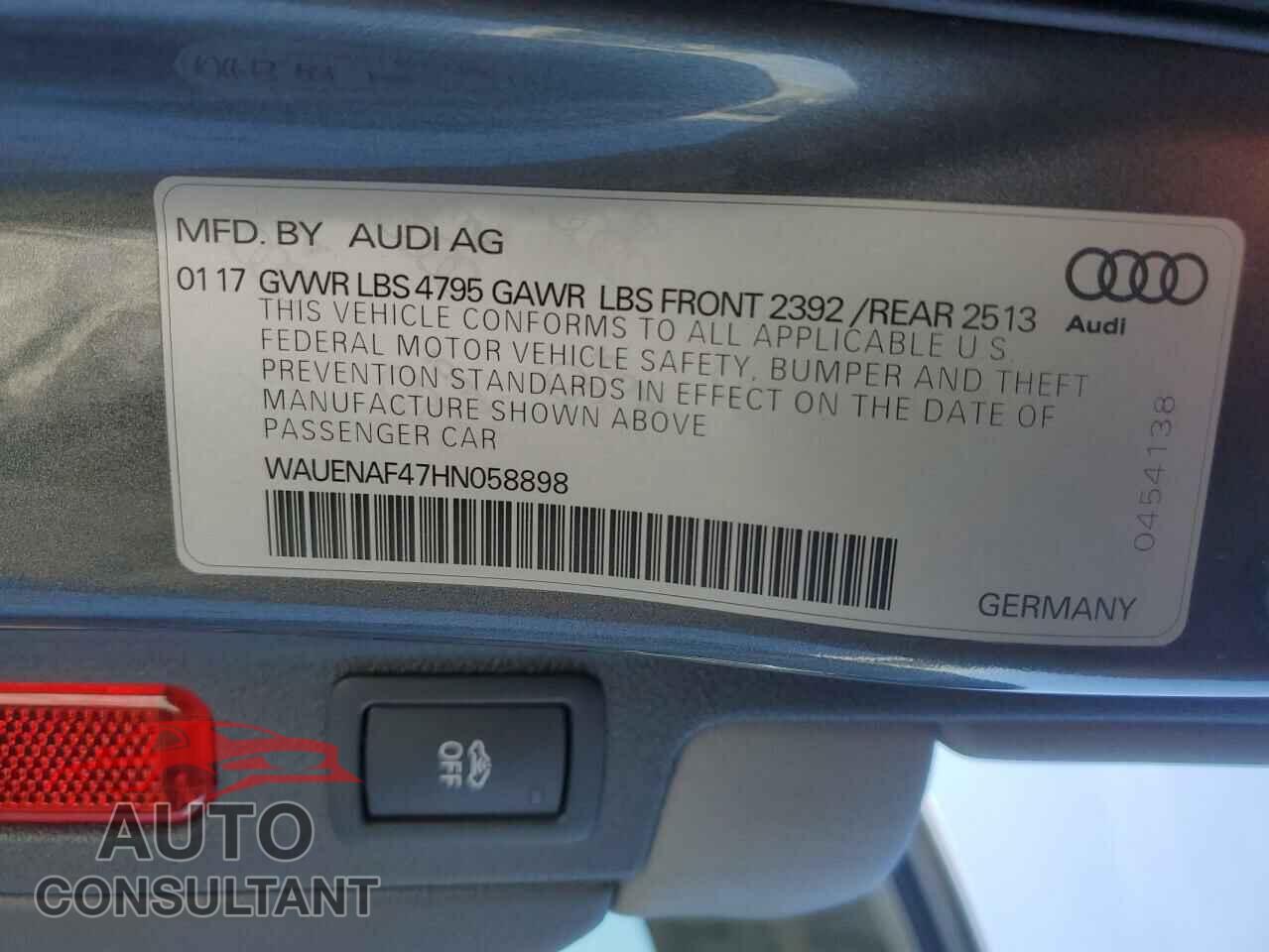 AUDI A4 2017 - WAUENAF47HN058898