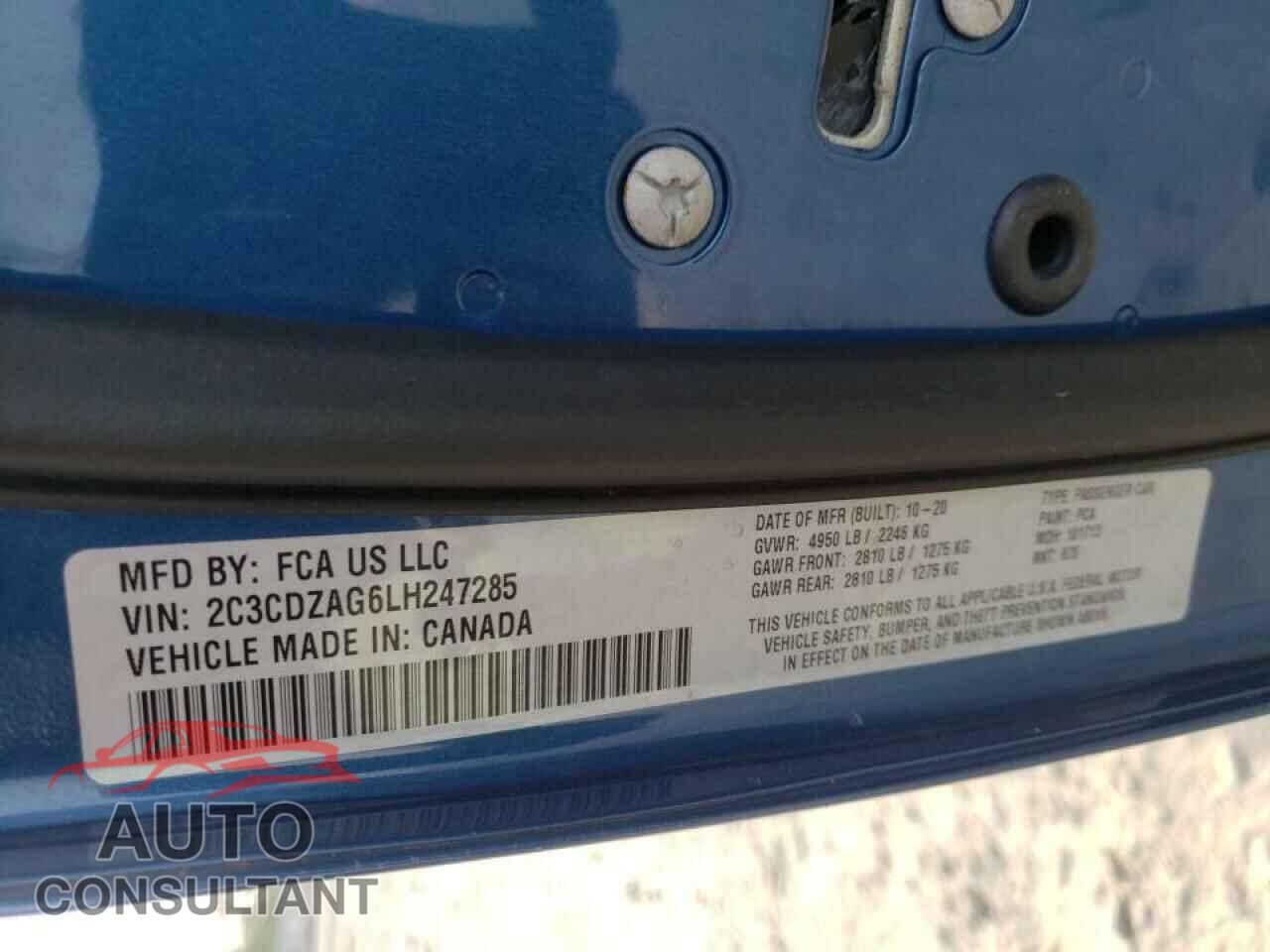 DODGE CHALLENGER 2020 - 2C3CDZAG6LH247285