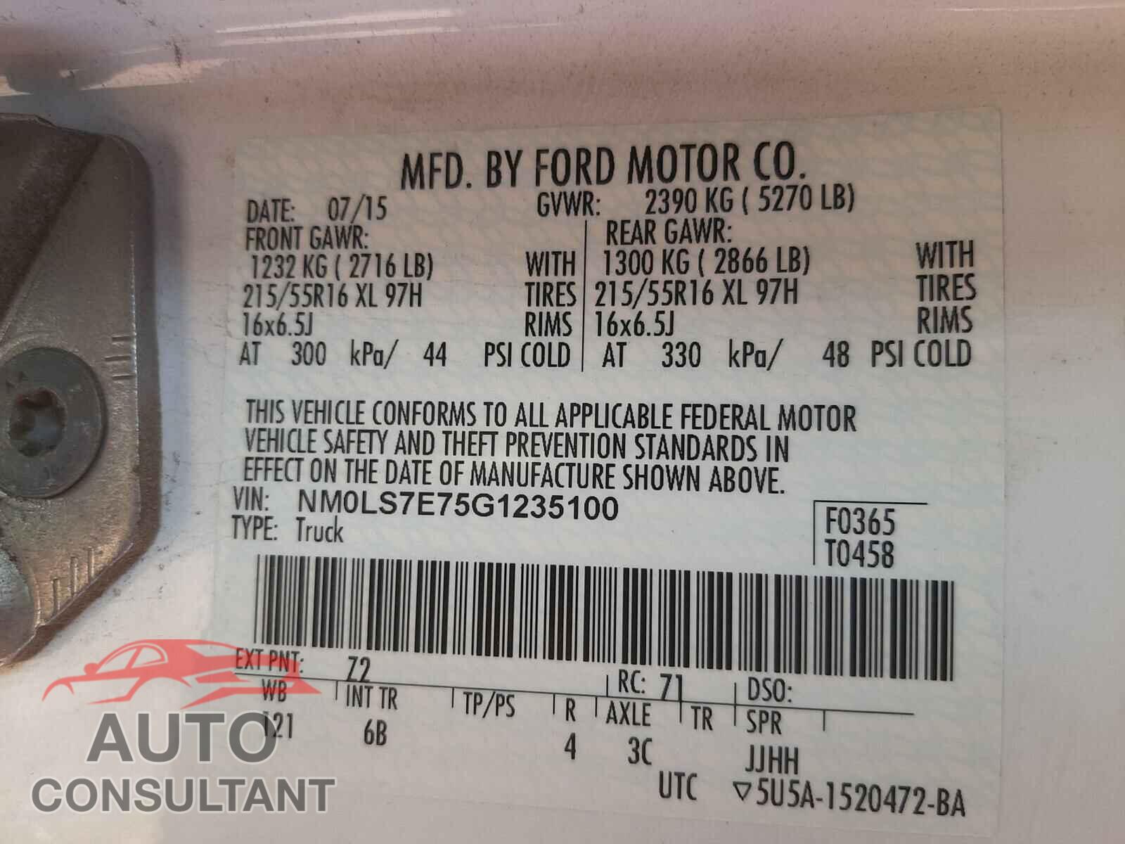 FORD TRANSIT CO 2016 - NM0LS7E75G1235100
