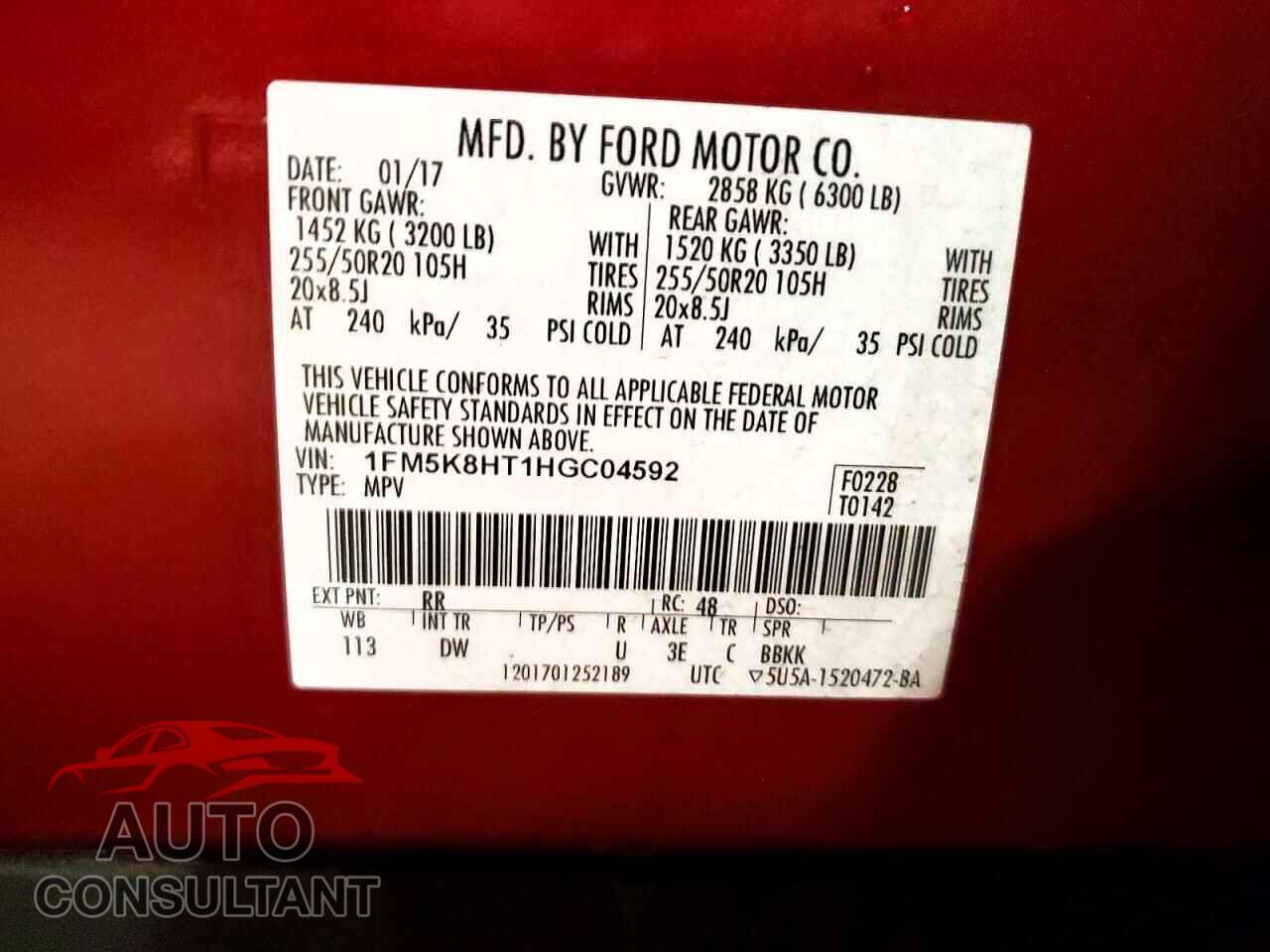 FORD EXPLORER 2017 - 1FM5K8HT1HGC04592