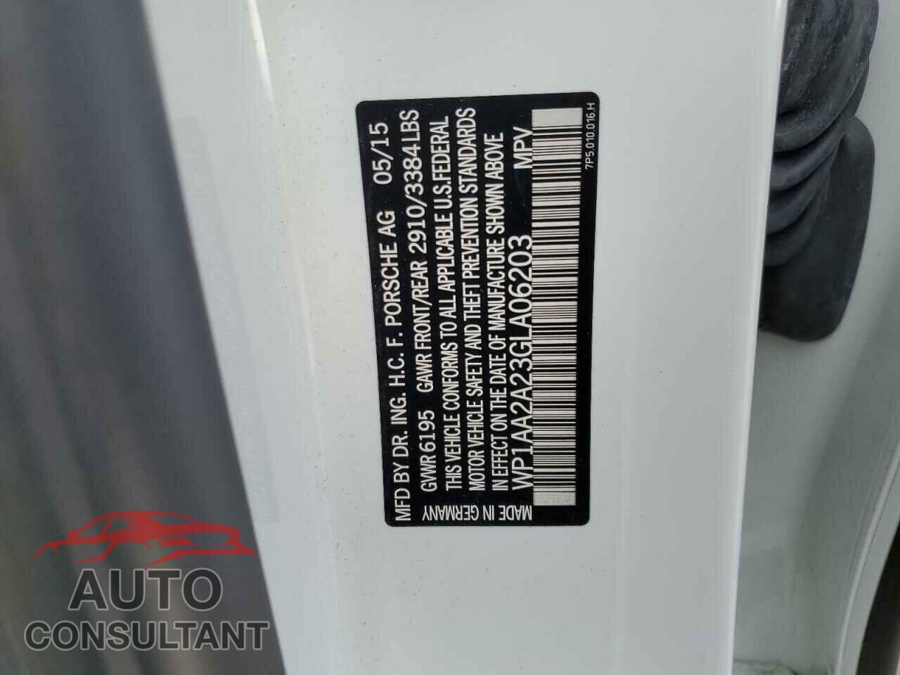 PORSCHE CAYENNE 2016 - WP1AA2A23GLA06203