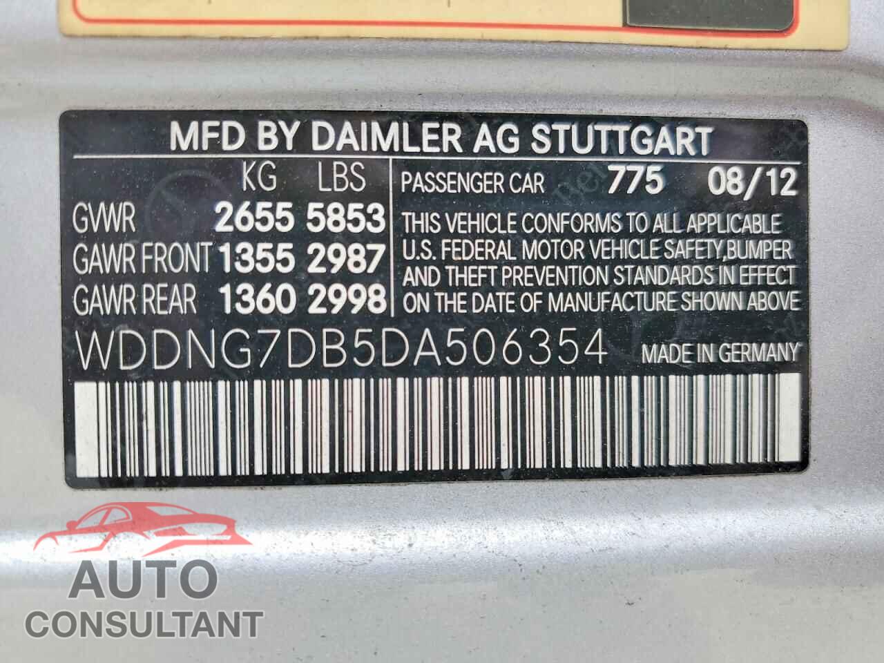 MERCEDES-BENZ S-CLASS 2013 - WDDNG7DB5DA506354