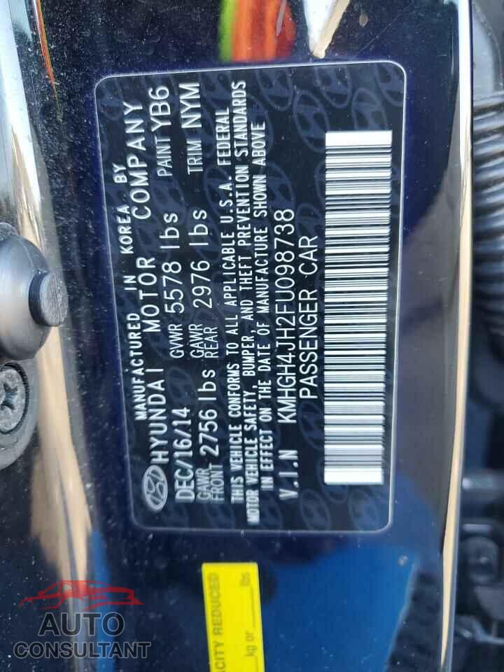 HYUNDAI EQUUS 2015 - KMHGH4JH2FU098738