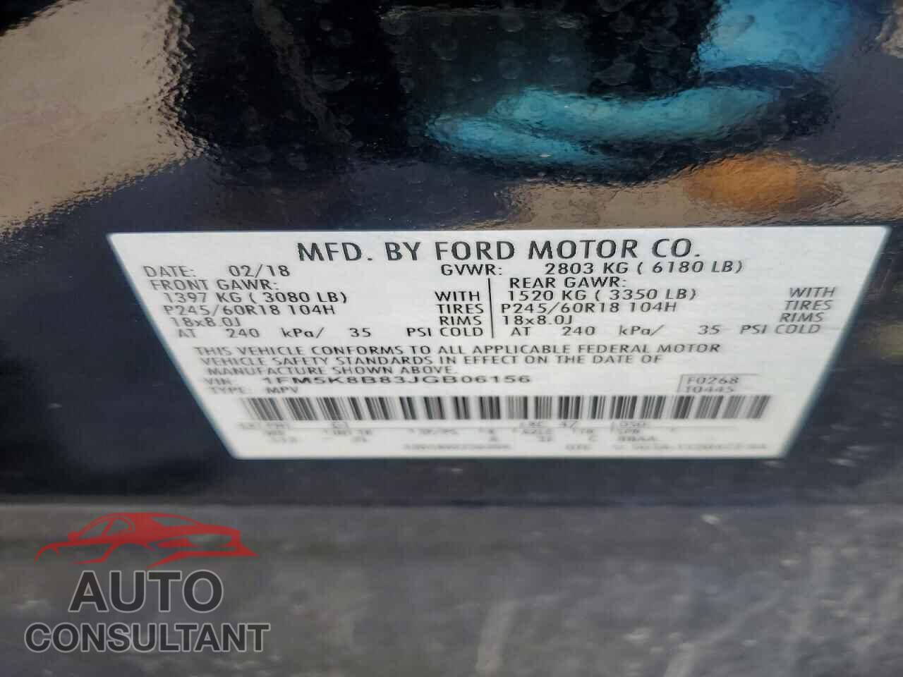 FORD EXPLORER 2018 - 1FM5K8B83JGB06156