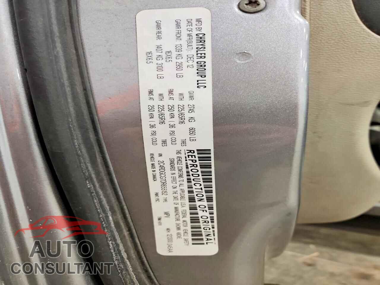 DODGE CARAVAN 2013 - 2C4RDGCG7DR655152