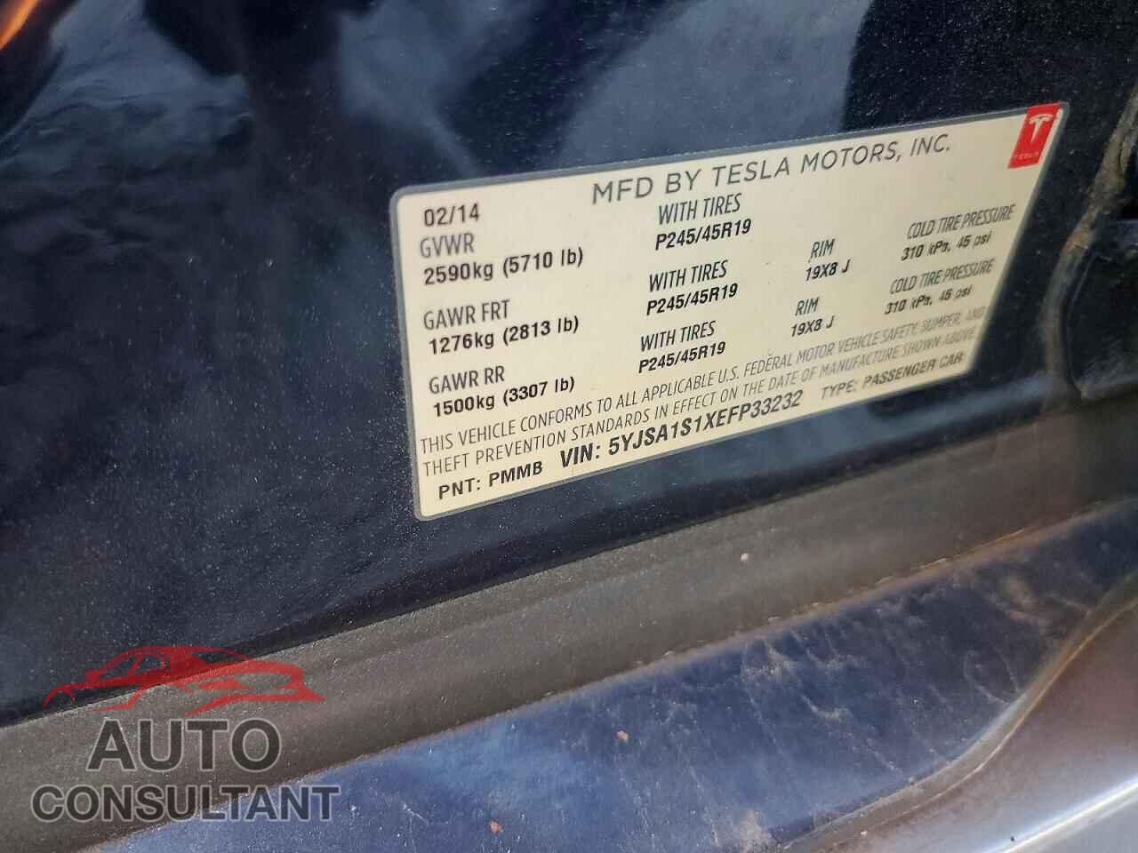 TESLA MODEL S 2014 - 5YJSA1S1XEFP33232