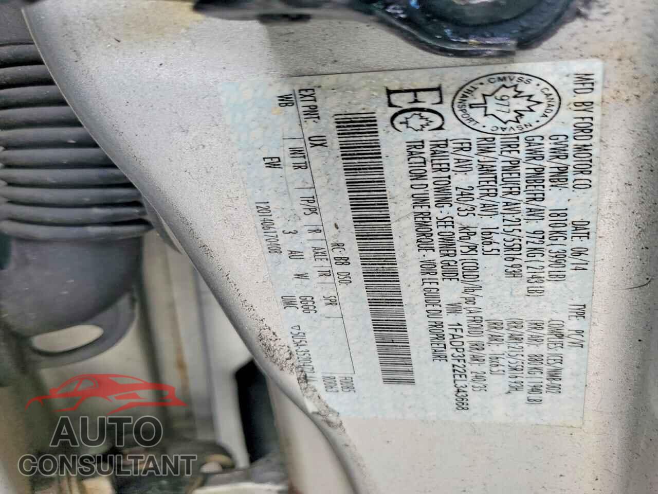 FORD FOCUS 2014 - 1FADP3F22EL343668