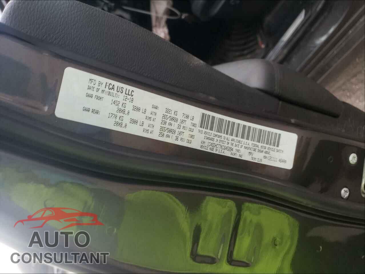 DODGE DURANGO 2019 - 1C4SDHCT7KC645294