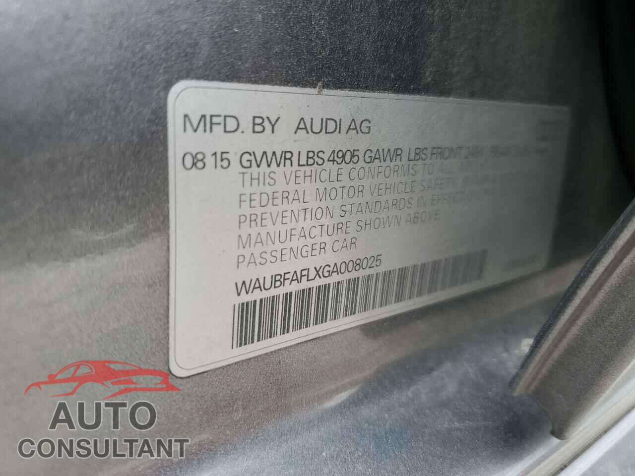 AUDI A4 2016 - WAUBFAFLXGA008025