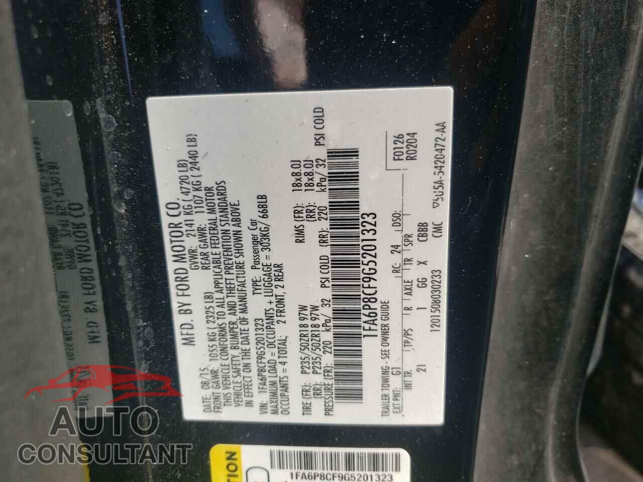 FORD MUSTANG 2016 - 1FA6P8CF9G5201323