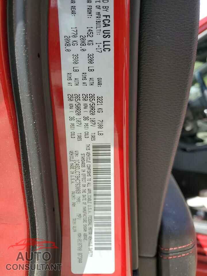 DODGE DURANGO 2017 - 1C4SDJCT9HC763069
