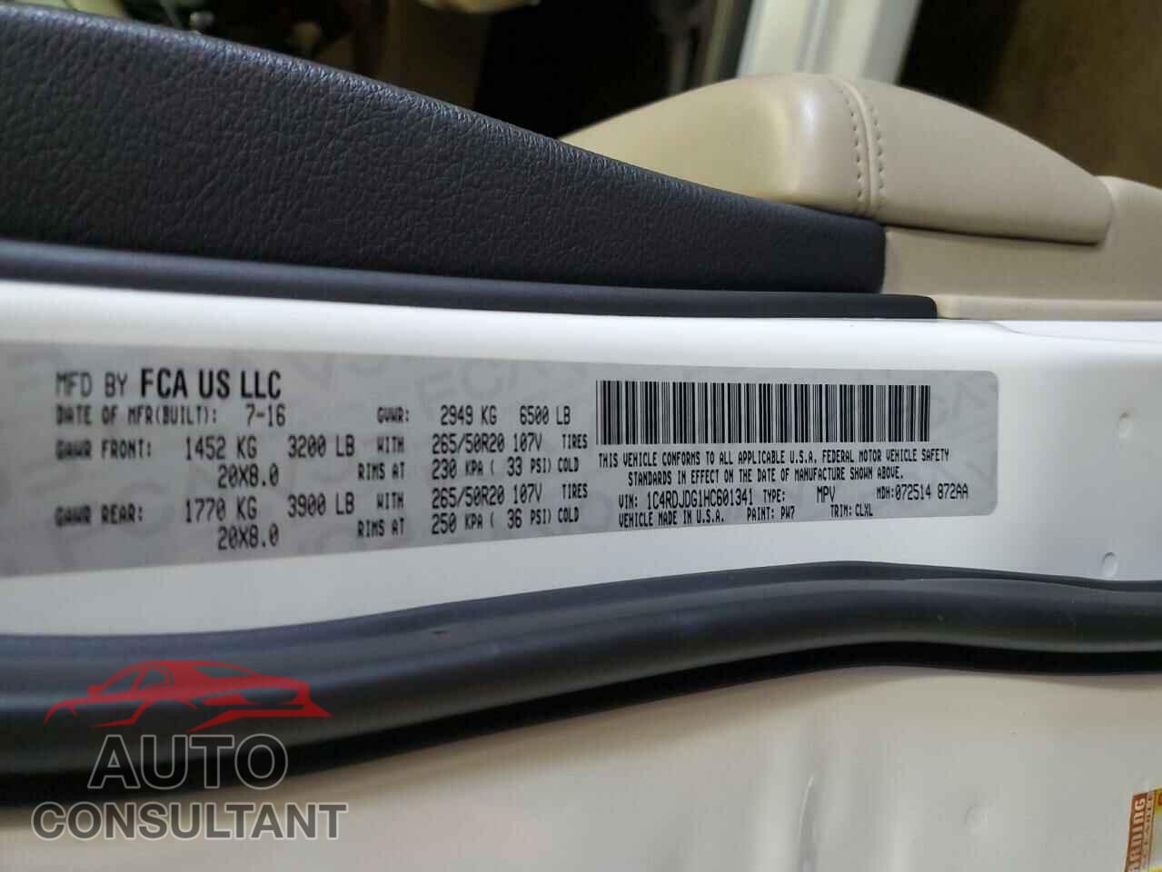DODGE DURANGO 2017 - 1C4RDJDG1HC601341