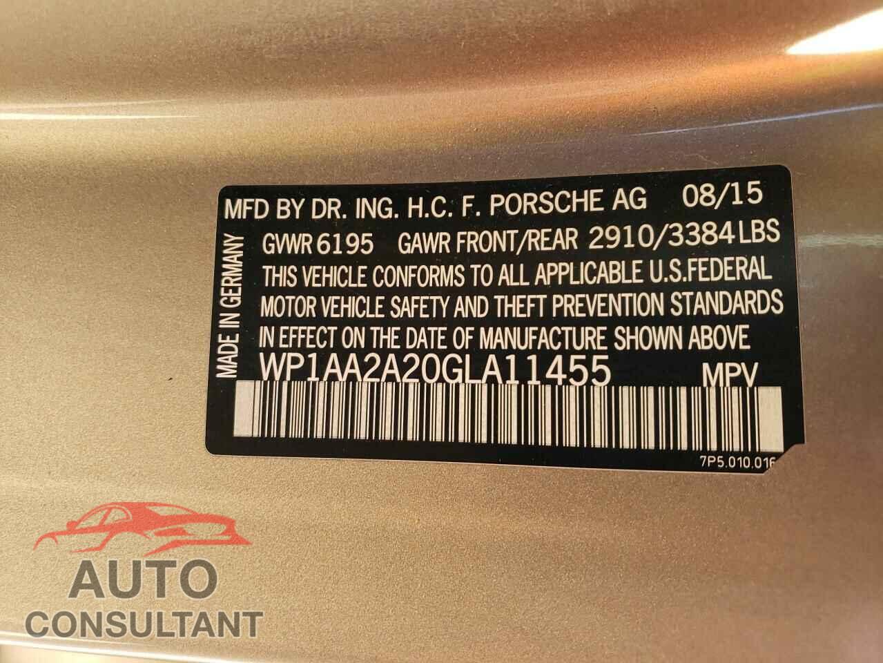 PORSCHE CAYENNE 2016 - WP1AA2A20GLA11455