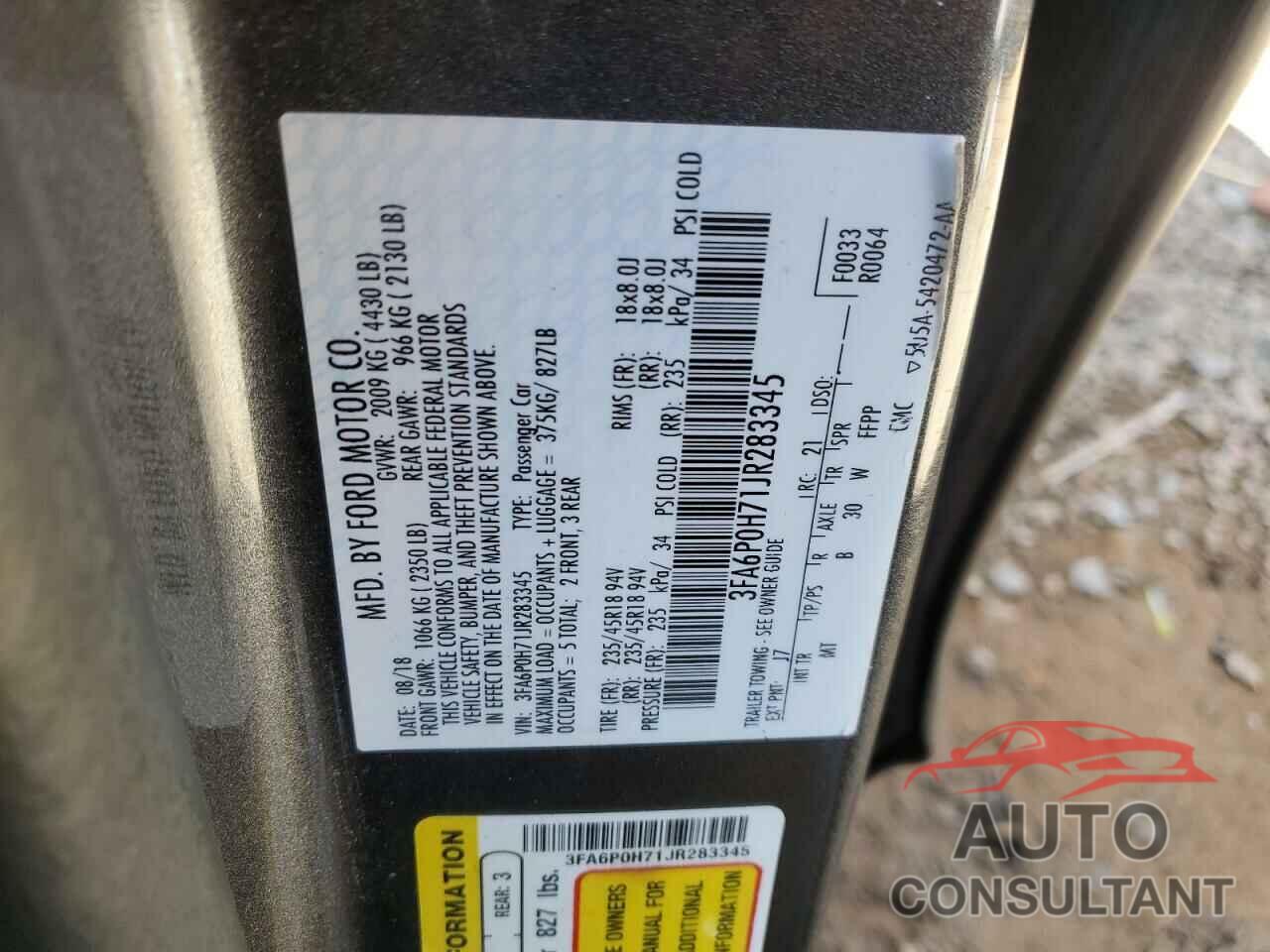 FORD FUSION 2018 - 3FA6P0H71JR283345