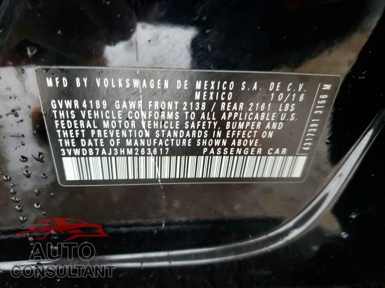 VOLKSWAGEN JETTA 2017 - 3VWDB7AJ3HM263617