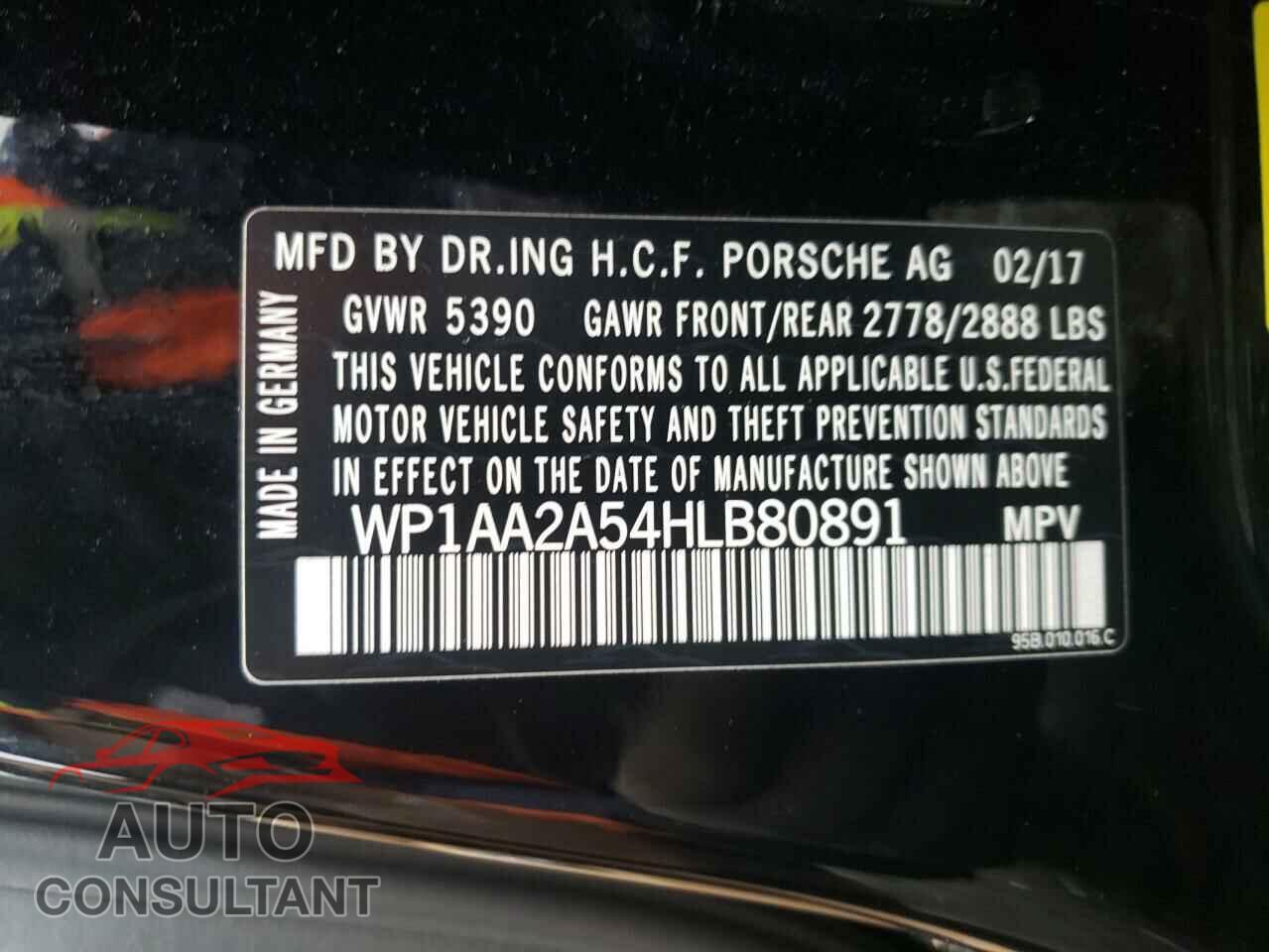 PORSCHE MACAN 2017 - WP1AA2A54HLB80891