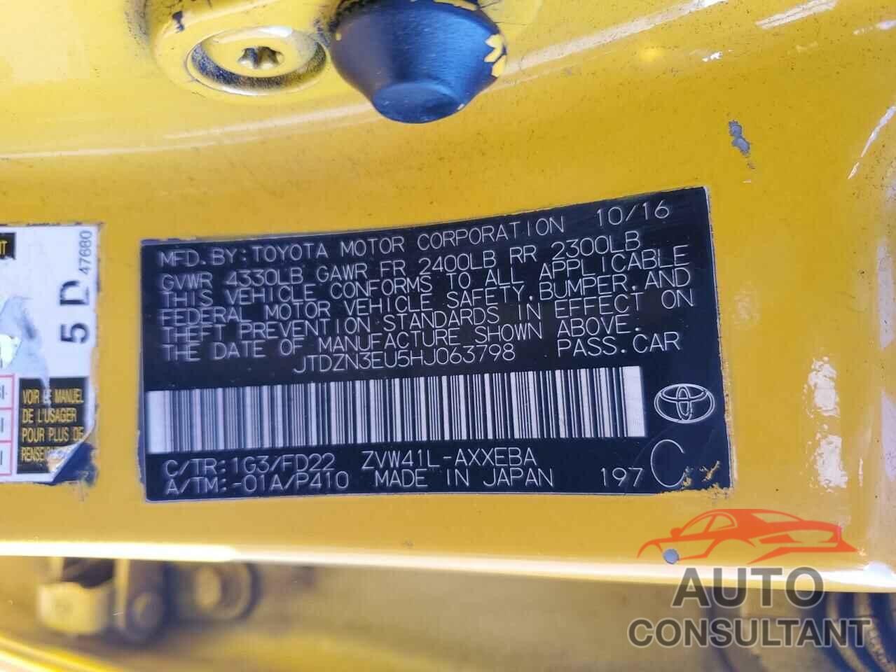 TOYOTA PRIUS 2017 - JTDZN3EU5HJ063798