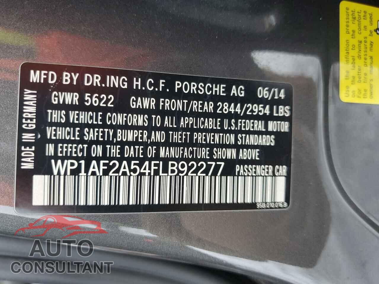 PORSCHE MACAN 2015 - WP1AF2A54FLB92277