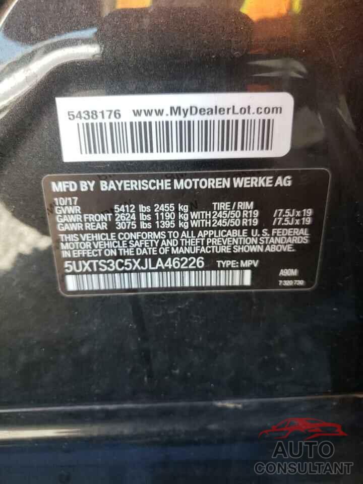BMW X3 2018 - 5UXTS3C5XJLA46226