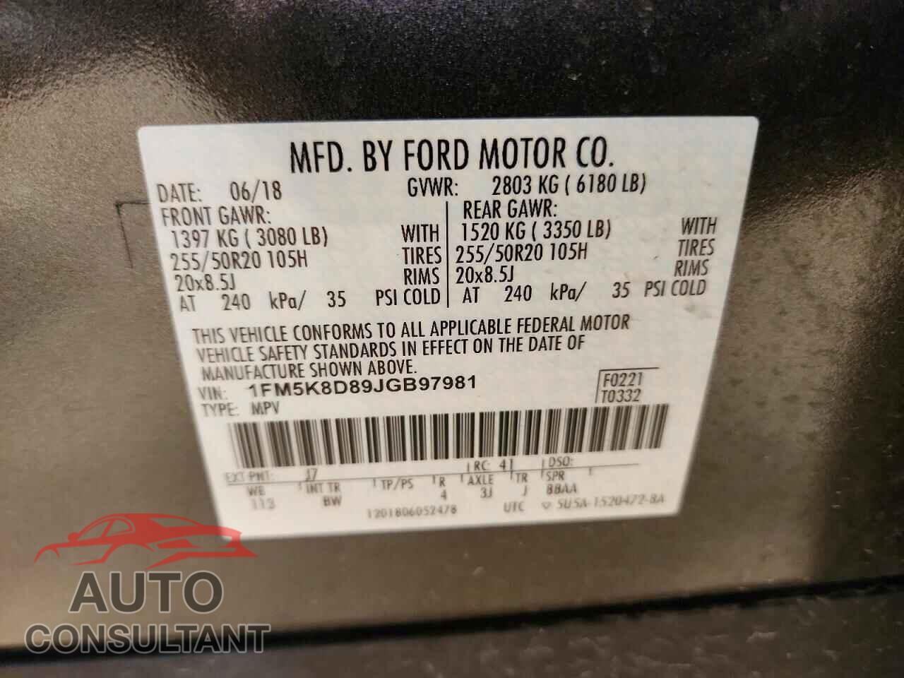 FORD EXPLORER 2018 - 1FM5K8D89JGB97981