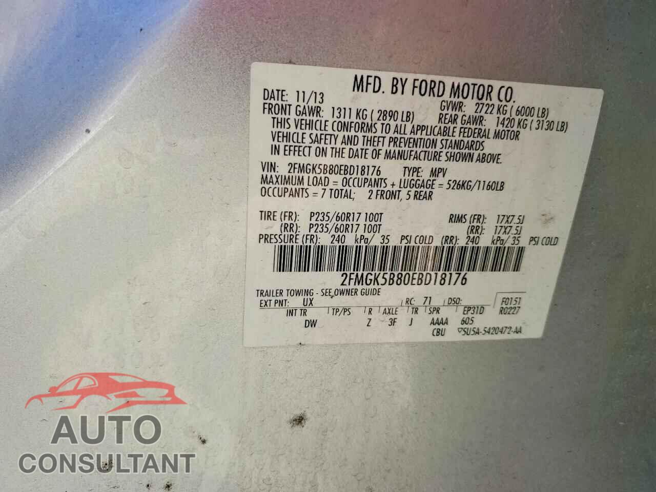 FORD FLEX 2014 - 2FMGK5B80EBD18176