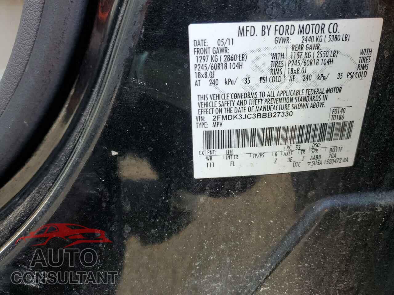 FORD EDGE 2011 - 2FMDK3JC3BBB27330