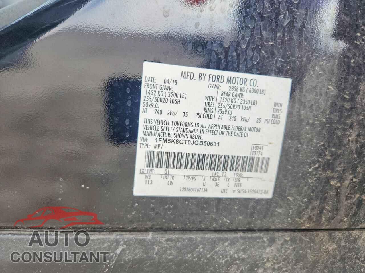 FORD EXPLORER 2018 - 1FM5K8GT0JGB50631