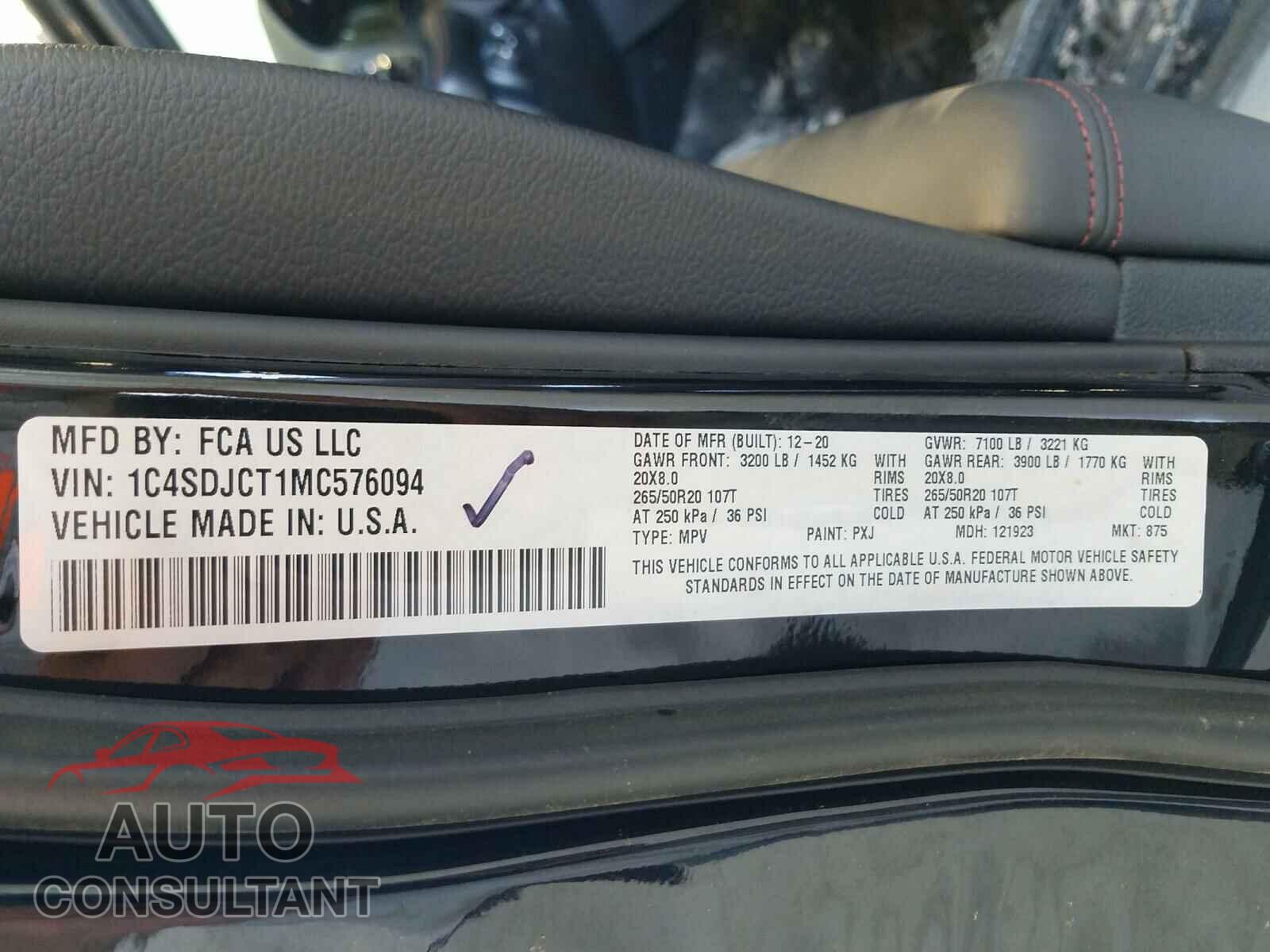 DODGE DURANGO 2021 - 1C4SDJCT1MC576094