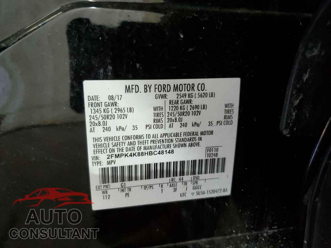 FORD EDGE 2017 - 2FMPK4K88HBC48148