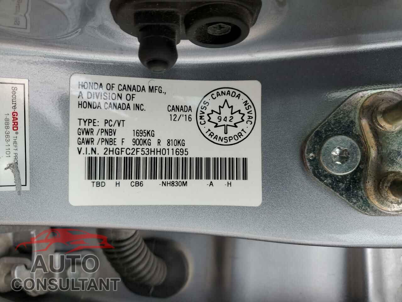 HONDA CIVIC 2017 - 2HGFC2F53HH011695