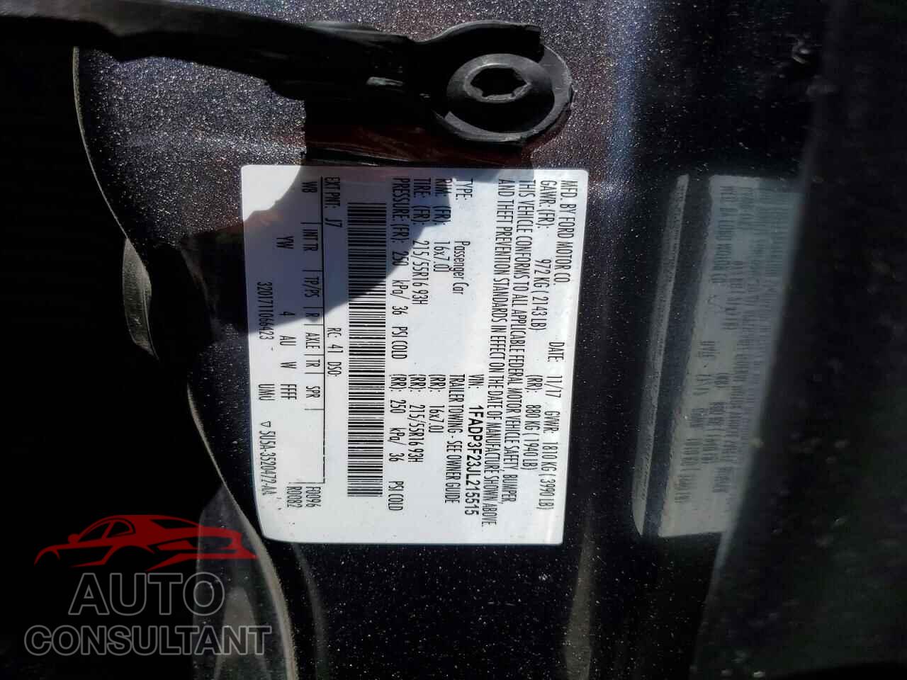 FORD FOCUS 2018 - 1FADP3F23JL215515