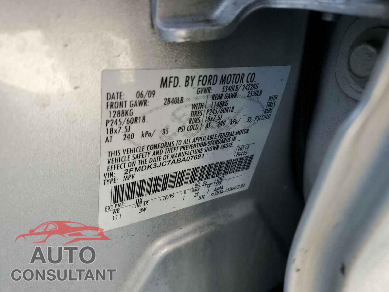 FORD EDGE 2010 - 2FMDK3JC7ABA07691