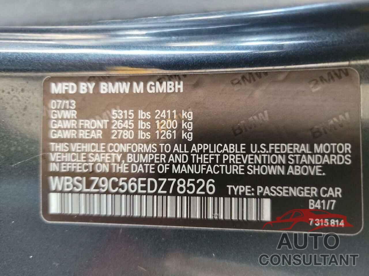 BMW M6 2014 - WBSLZ9C56EDZ78526