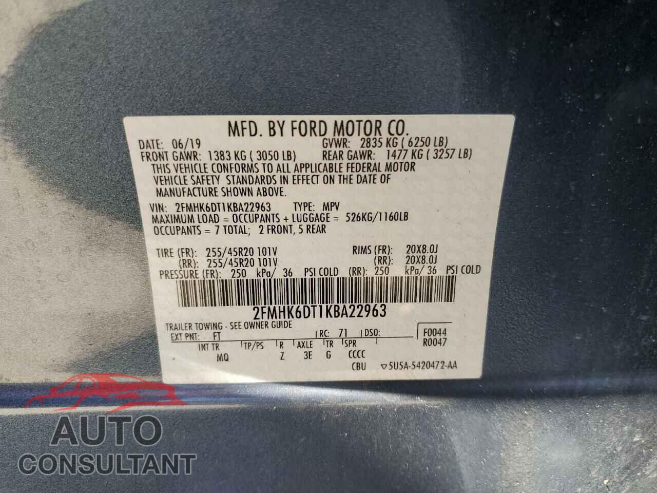 FORD FLEX 2019 - 2FMHK6DT1KBA22963
