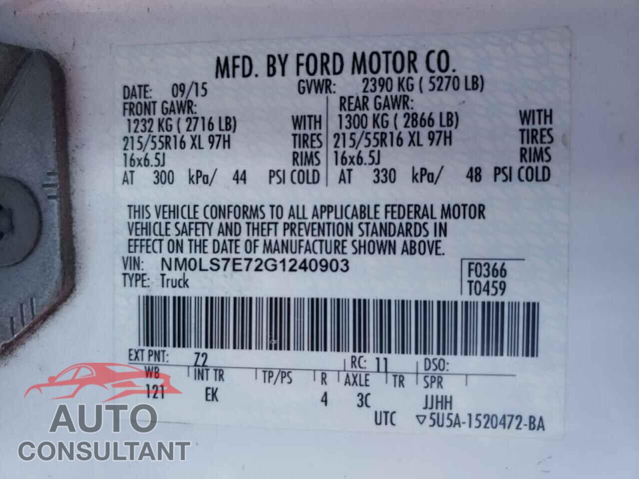 FORD TRANSIT CO 2016 - NM0LS7E72G1240903