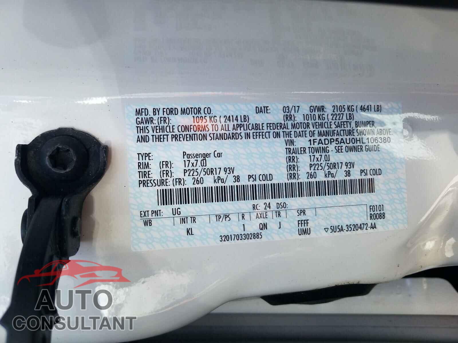 FORD CMAX 2017 - 1FADP5AU0HL106380