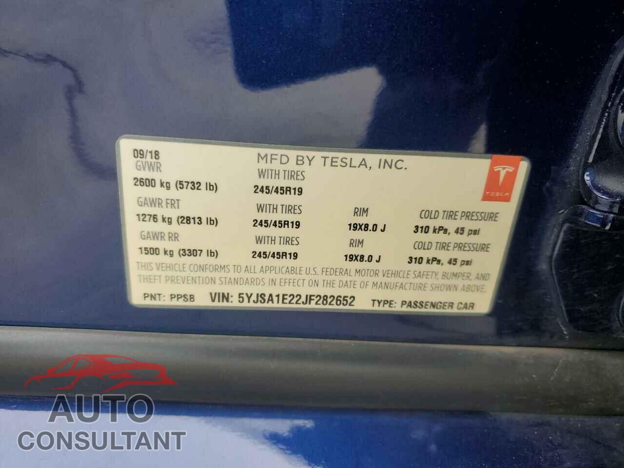 TESLA MODEL S 2018 - 5YJSA1E22JF282652