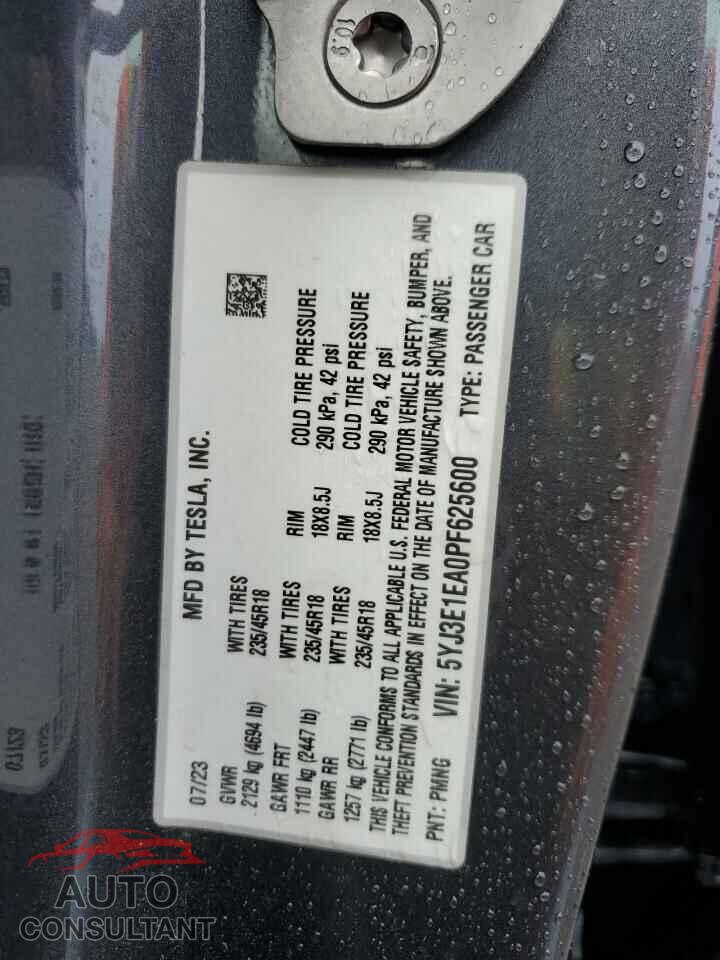 TESLA MODEL 3 2023 - 5YJ3E1EA0PF625600