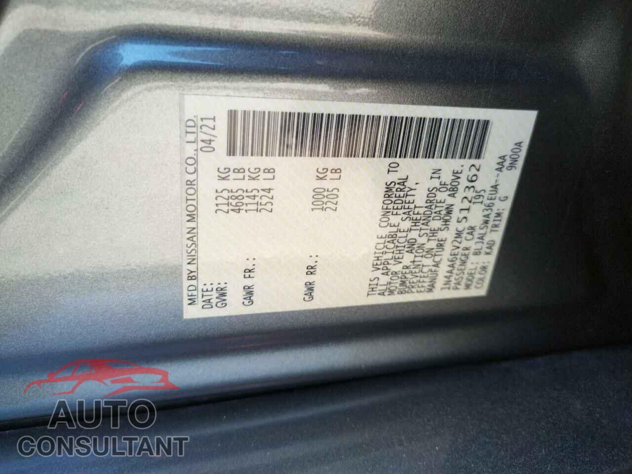 NISSAN MAXIMA 2021 - 1N4AA6EV2MC512362
