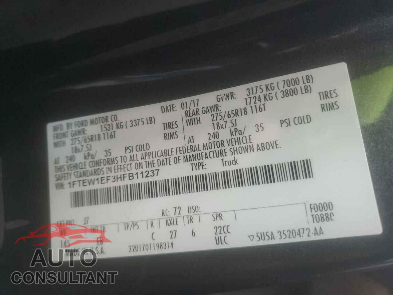 FORD F-150 2017 - 1FTEW1EF3HFB11237
