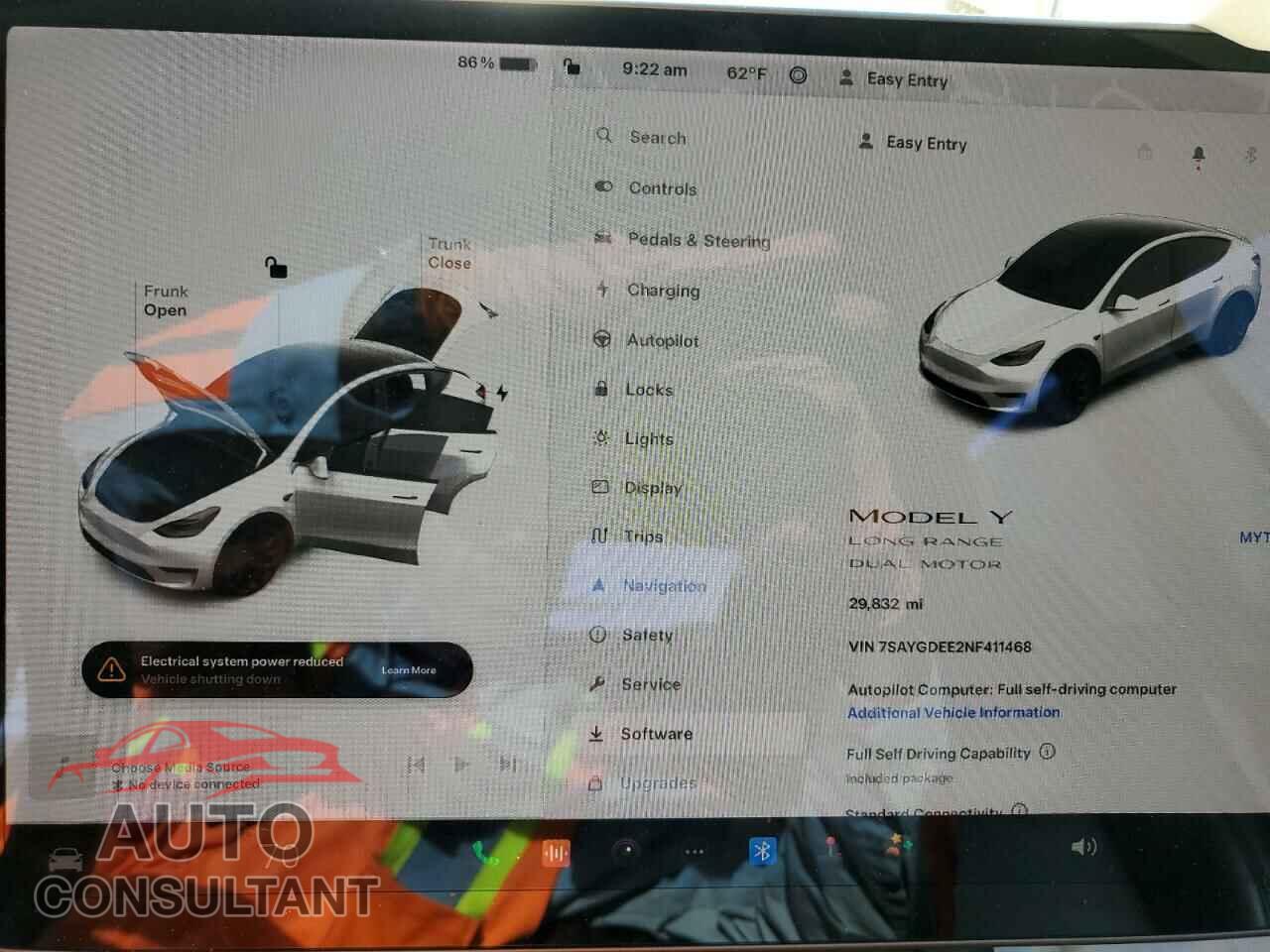 TESLA MODEL Y 2022 - 7SAYGDEE2NF411468