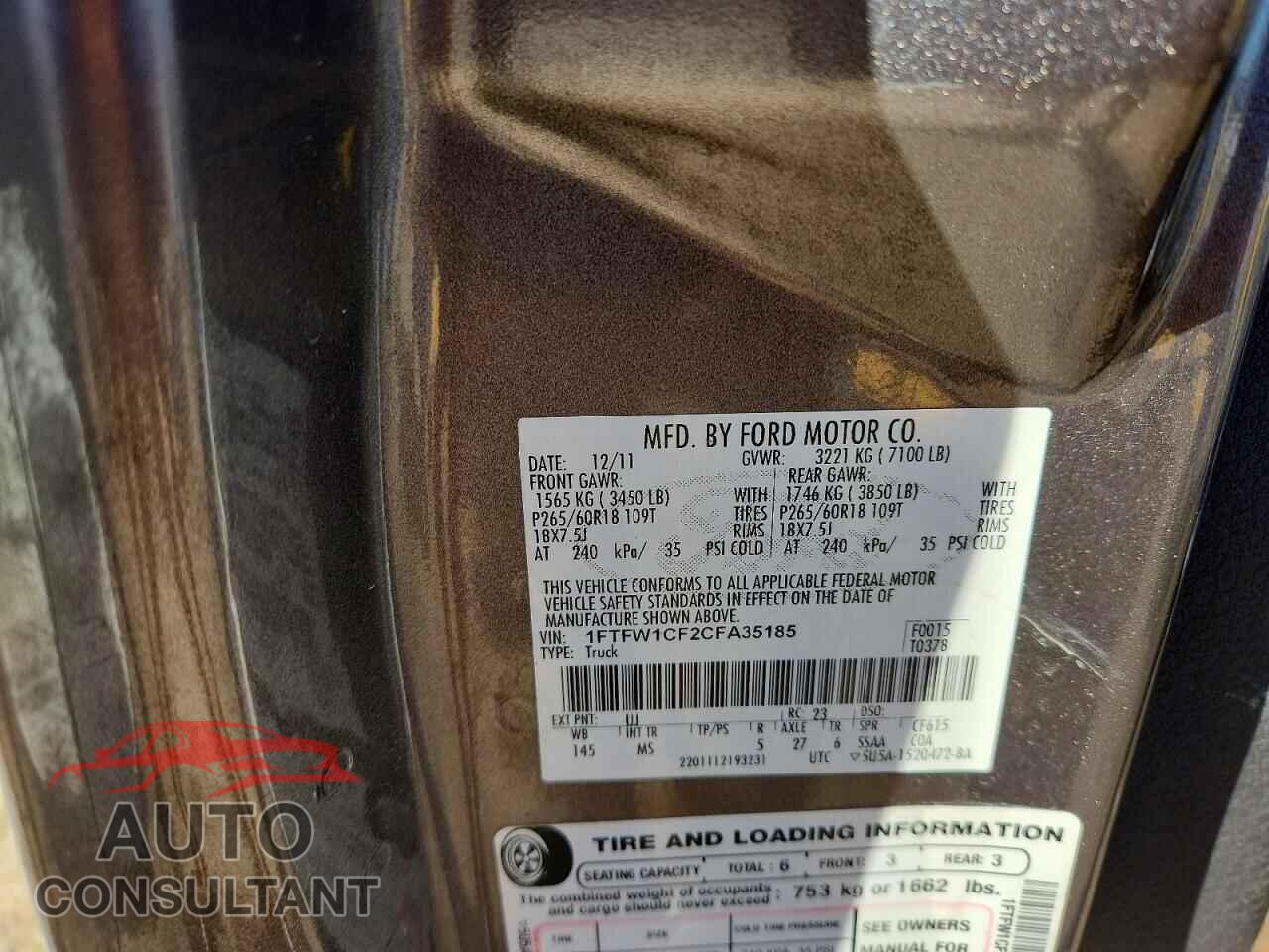 FORD F150 2012 - 1FTFW1CF2CFA35185